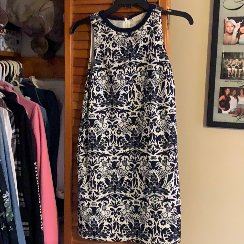 Loft blue and white pattern dress